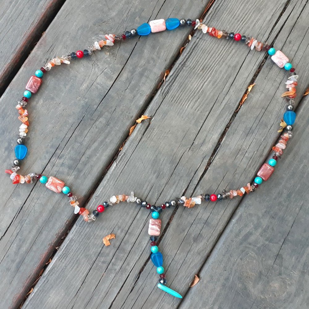 Jasper Hematite Coral Quartz Necklace